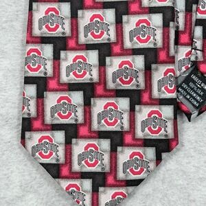 Eagles Wings Ohio State Buckeyes Mens OS Red Silk Tie NCAA Logo Pattern